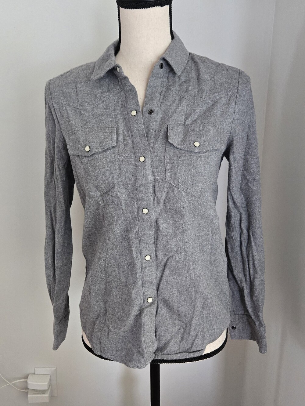 Untuckit Paula Shirt Cotton Gray Flannel